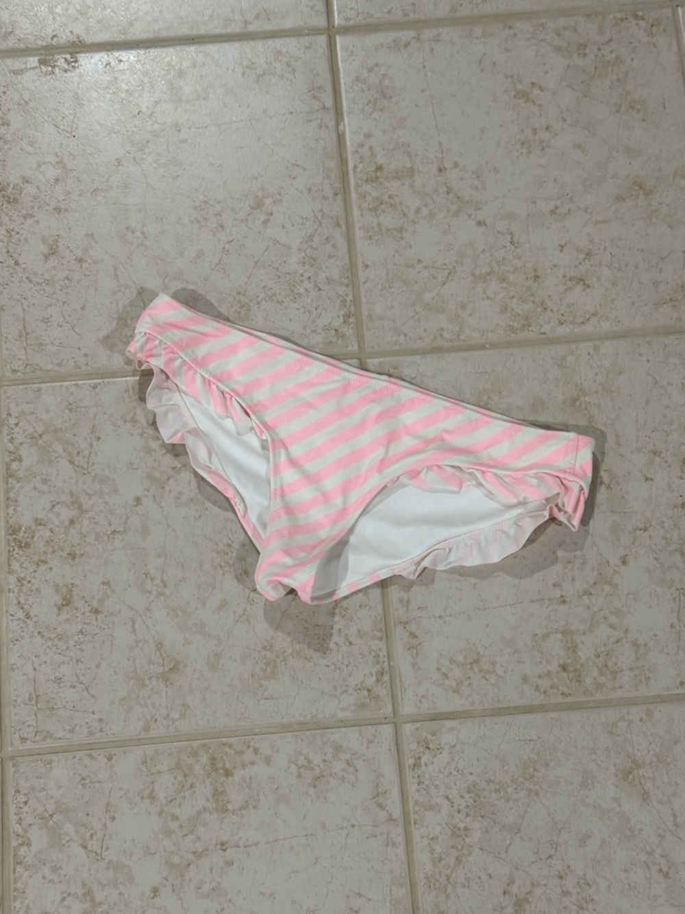 Victoria's Secret Pink and White Striped Ruffle Bikini Bottoms